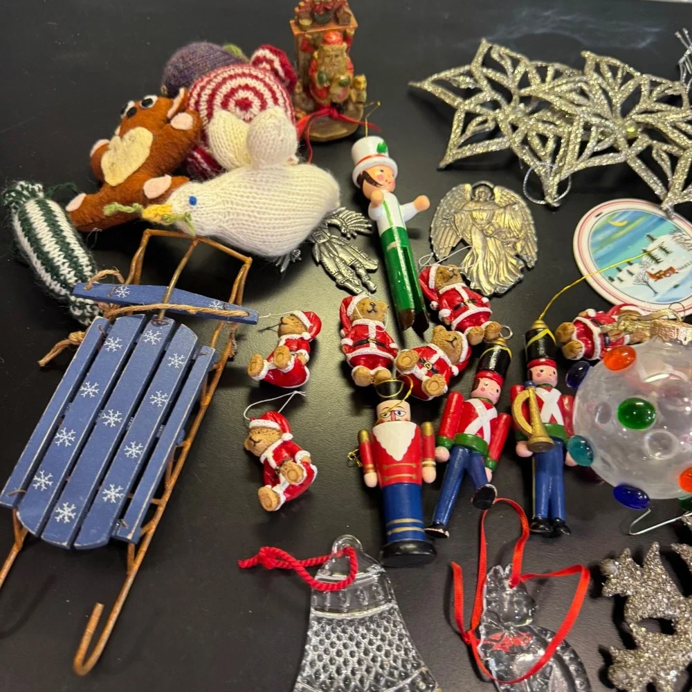 Christmas Ornament Lot Multicolored Vintage Eclectic Mix